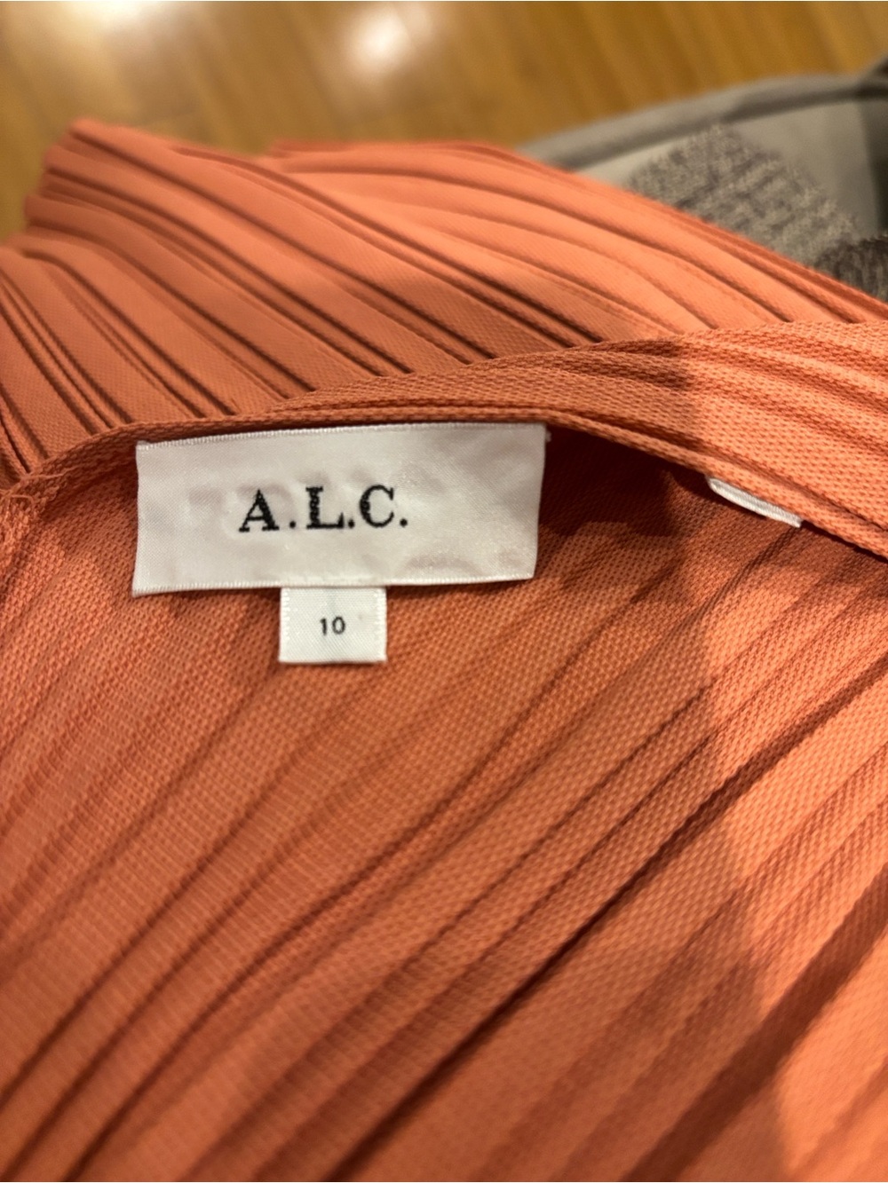 A.L.C. Pleated Coral-Orange Dress with V-Neck - Picture 2 of 4